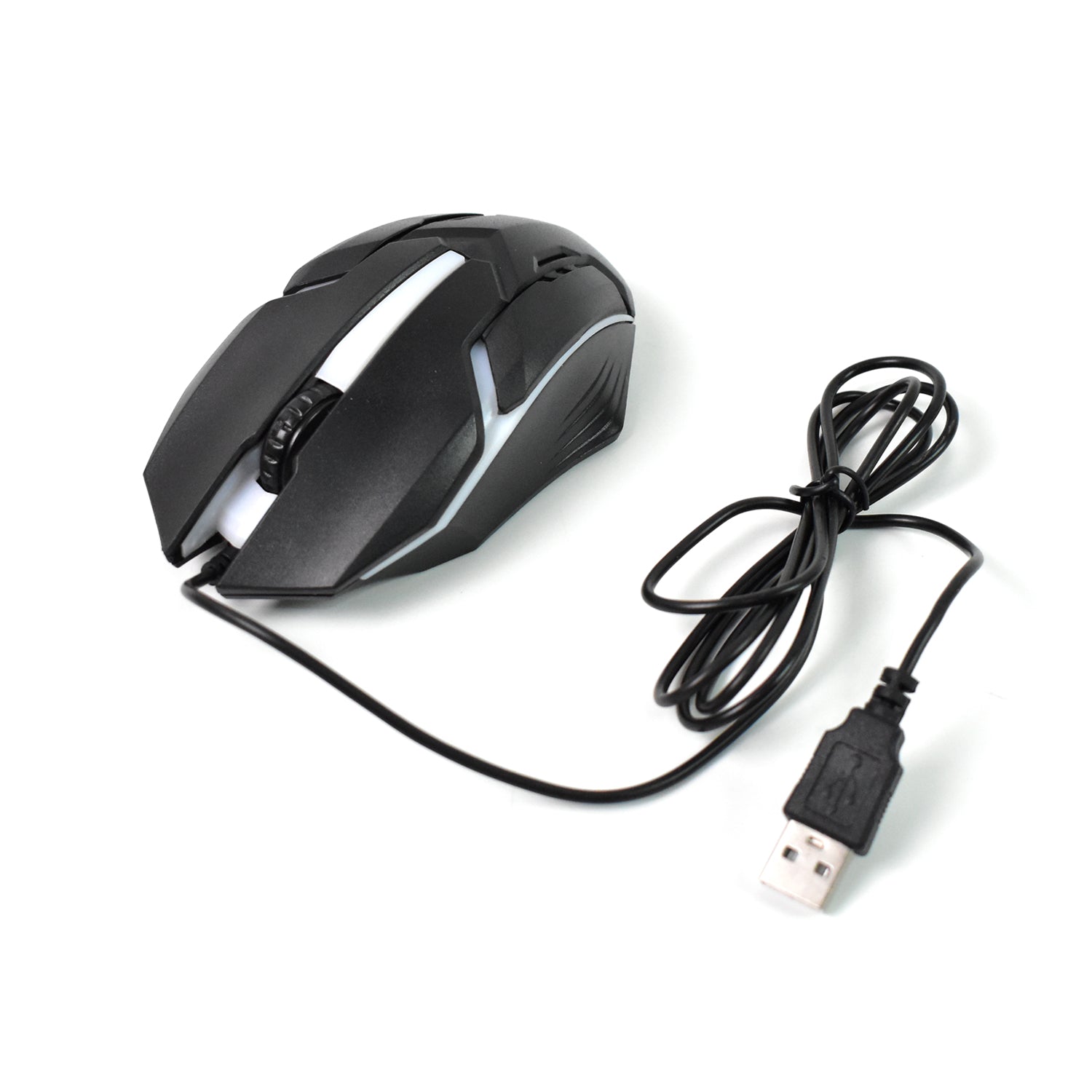 Wukusy USB wired gaming mouse with ergonomic design, featuring a sleek black body and customizable buttons for comfortable gaming.