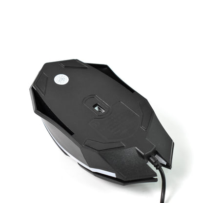 Wukusy USB wired ergonomic gaming mouse showing a sleek black design with ergonomic contours and multiple buttons.