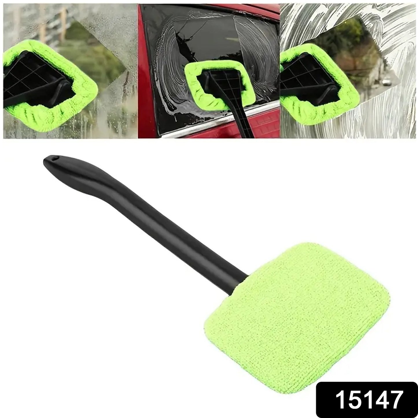 Wukusy windshield car glass cleaner wiper with microfiber cloth, 38 cm long, for effective automotive window cleaning.