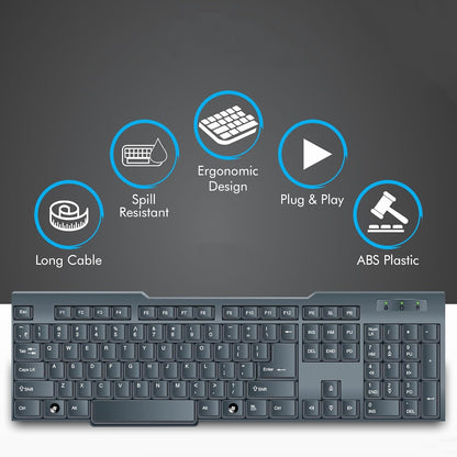 Wukusy wired USB keyboard with 104 keys, standard computer accessory for comfortable typing and everyday use