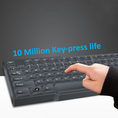 Wukusy wired USB keyboard with 104 keys, standard layout, black design, ideal for computer accessories and typing tasks.