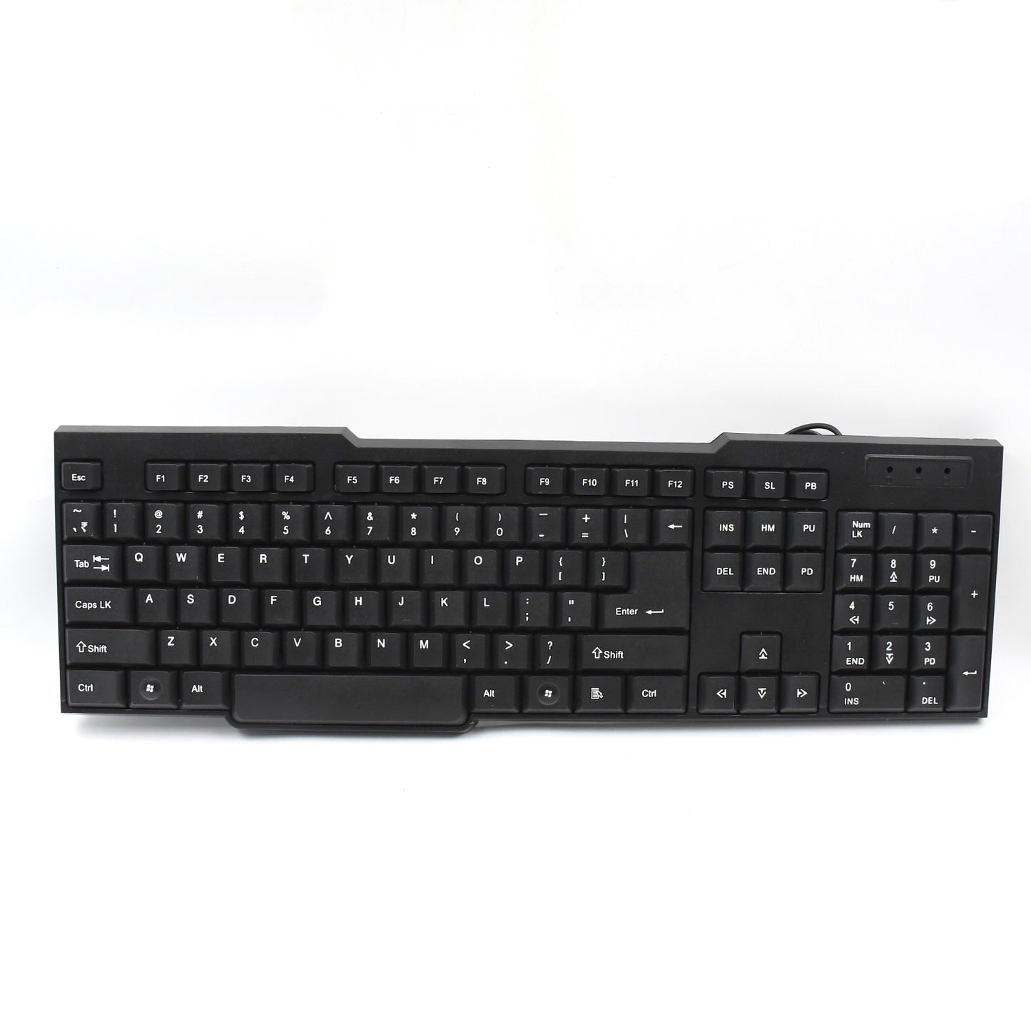 Wukusy wired USB keyboard with 104 keys, standard layout, black design, used as a computer accessories typing device.