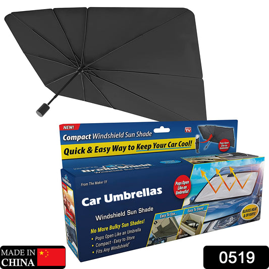 Wukusy automotive windshield umbrella sun shade cover, foldable visor with heat insulation for car front windshield.