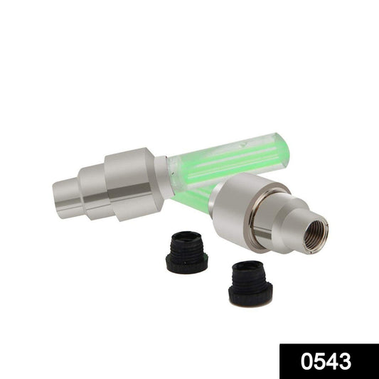 Wukusy LED flash light lamp and tyre wheel valve sealing caps for automotive use, visible in a close-up image.