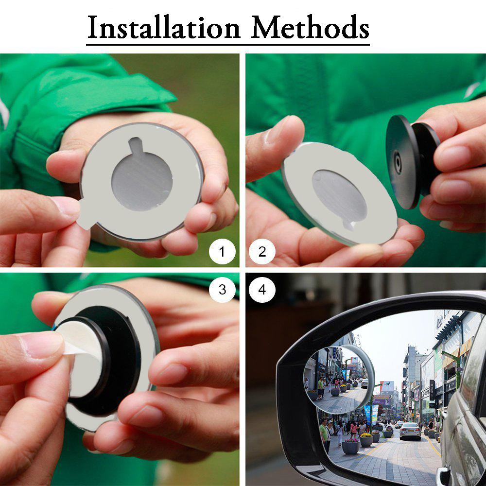 Pair of Wukusy 1512 blind spot round wide-angle adjustable convex rear view mirrors for automotive use