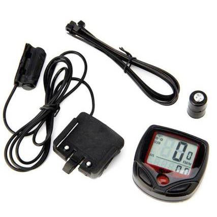 Wukusy 1539 automotive cycle computer with digital display showing trip distance and timer on a durable device