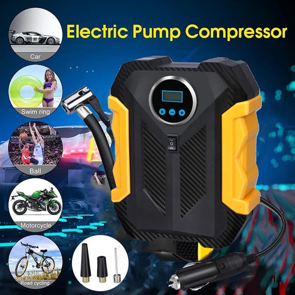 Wukusy portable electric car air compressor pump inflating car and bike tires, compact automotive air pump for tire inflation.