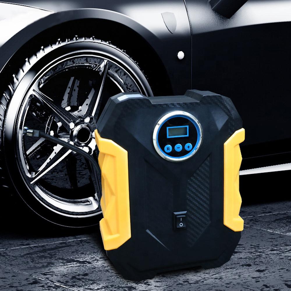 Wukusy portable electric car air compressor pump inflating car and bike tires, compact automotive tool for quick tire inflation