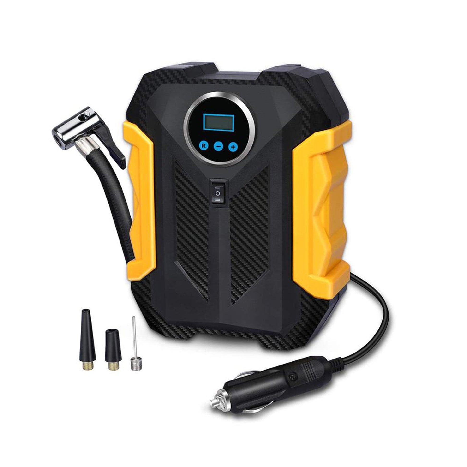 Wukusy 1618 portable electric car air compressor pump inflating car and bike tires, compact automotive tire inflator for travel.