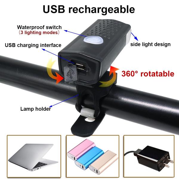 Wukusy USB rechargeable bicycle light set with 400 lumens super bright front headlights, designed for automotive cycling safety.