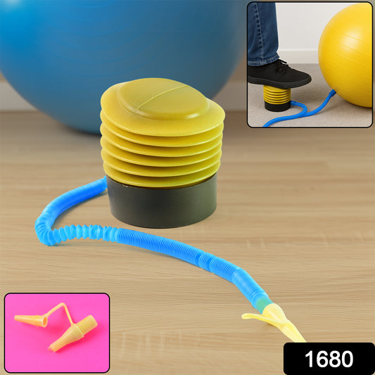Portable Wukusy 1680 automotive foot air pump with hose for inflating tires and sports equipment.