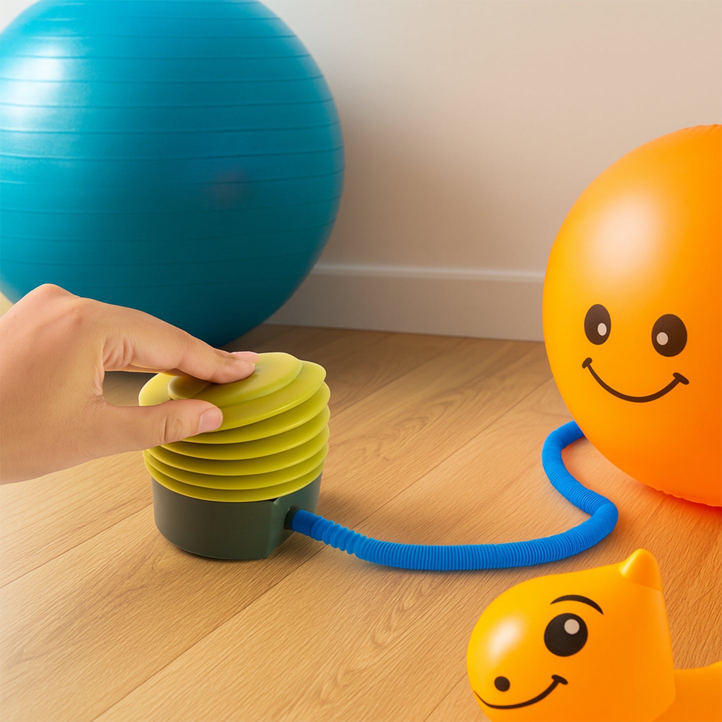 Wukusy 1680 Portable Foot Air Pump with Hose for automotive inflation, compact and easy to use for tires and inflatables.