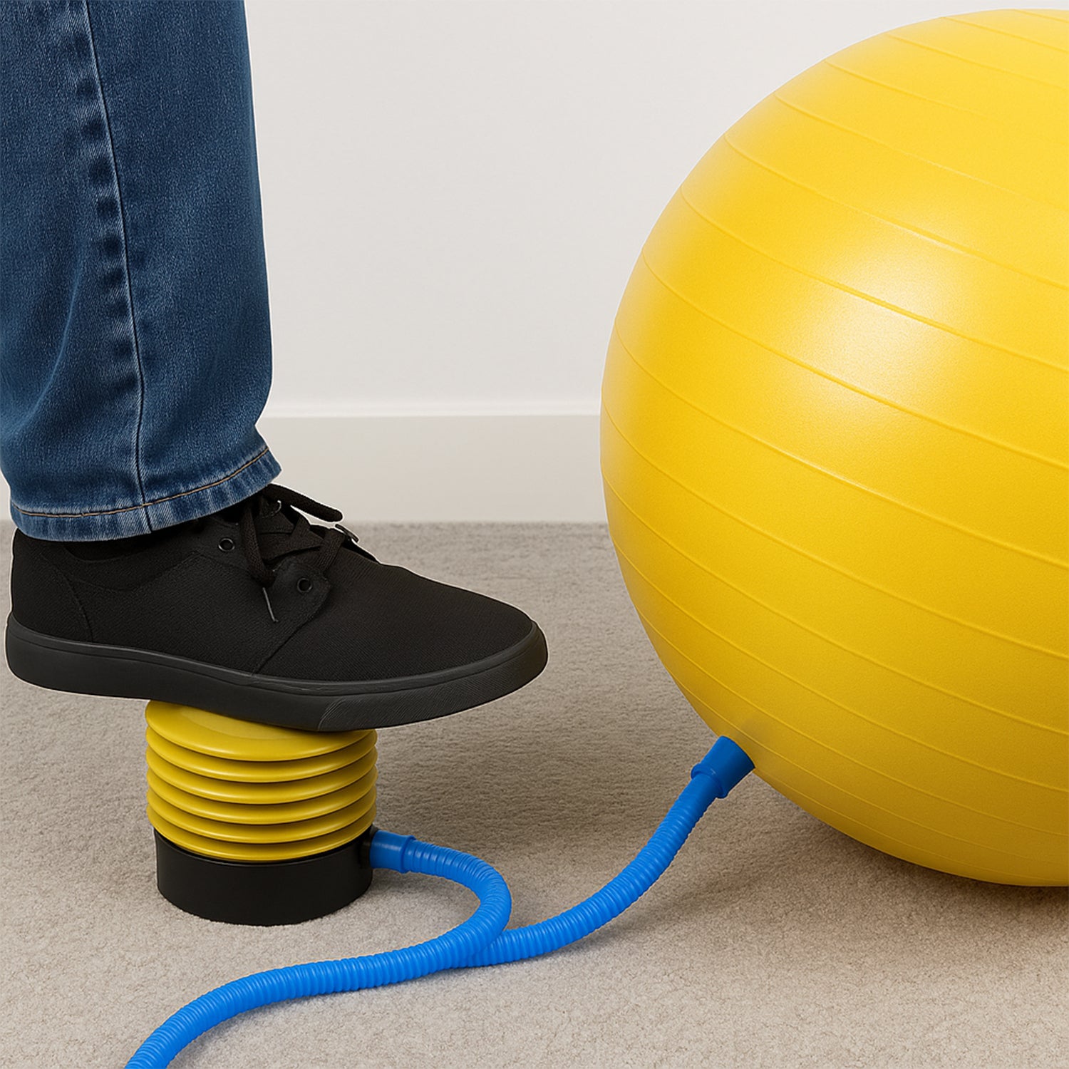 Wukusy 1680 portable foot air pump with hose, automotive tire inflator, compact and lightweight for easy use.