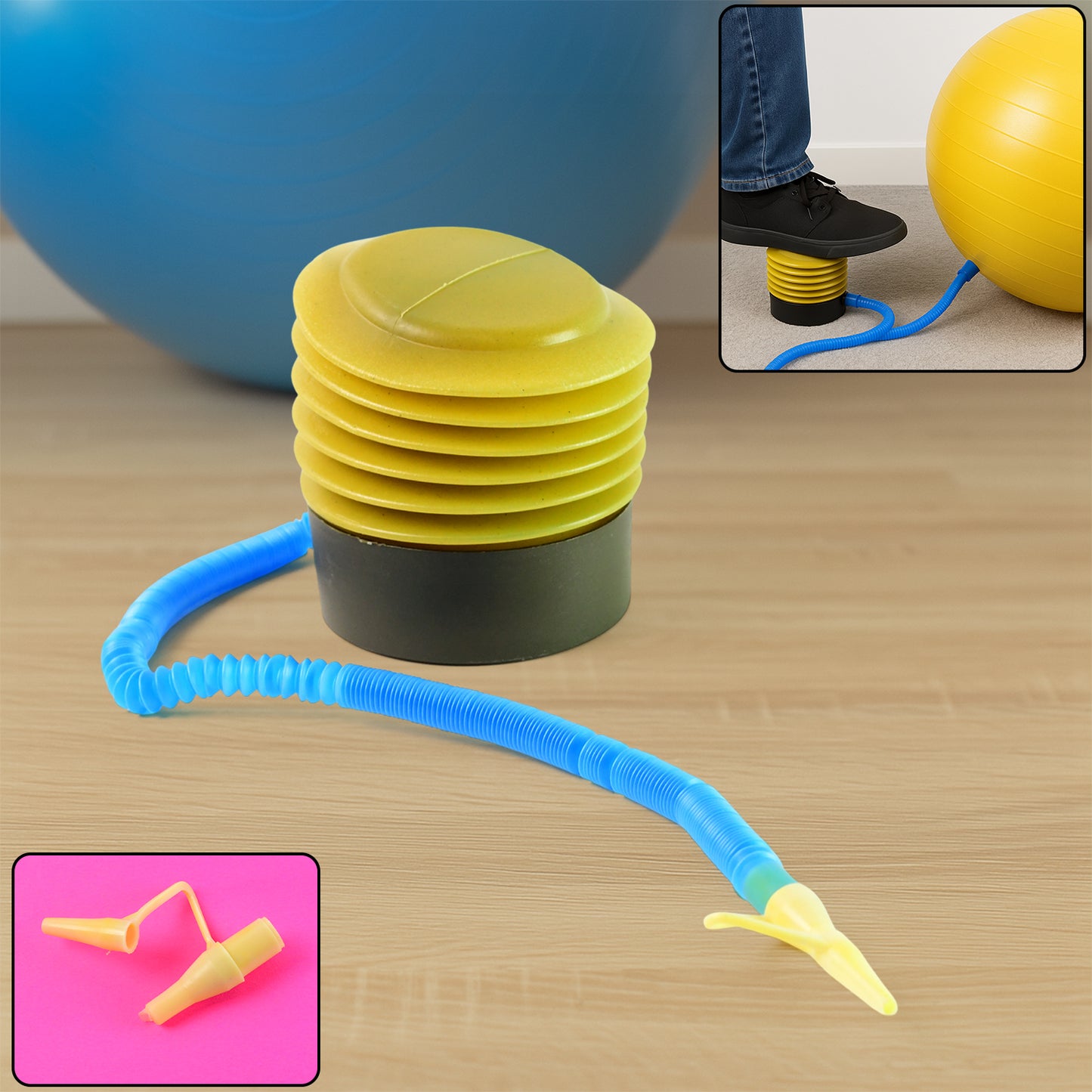 Wukusy 1680 portable foot air pump with hose, compact automotive tire inflator for quick air filling and easy operation.