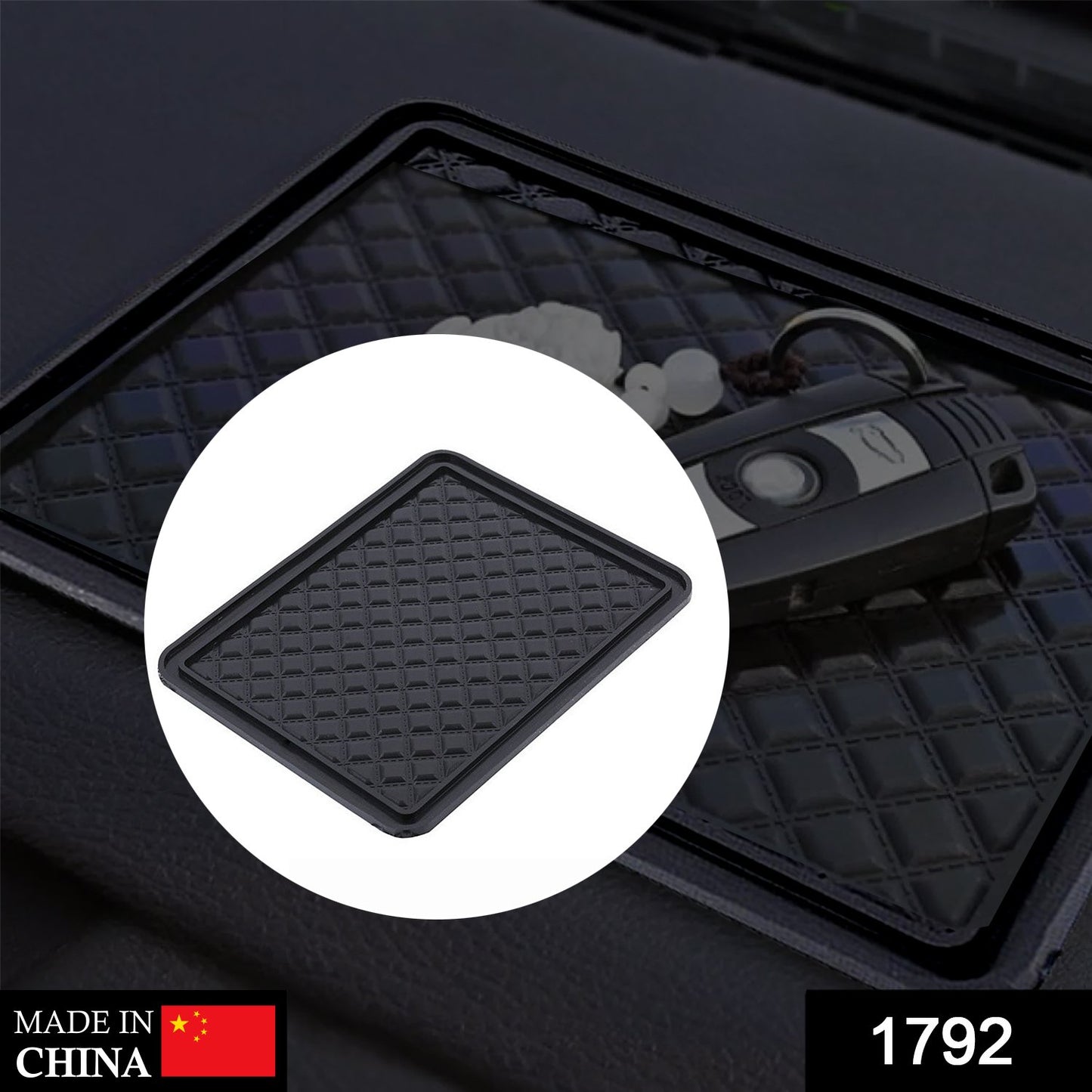 Wukusy 1792 Universal Anti-Skid Grass Vinyl Mat Pad for automotive use, non-slip surface, black color, single piece.