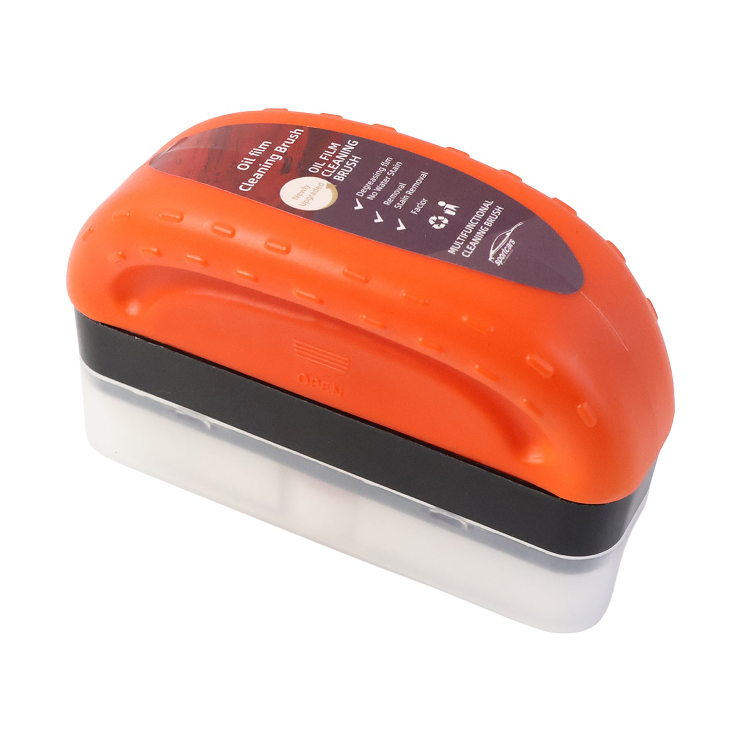 Wukusy 2-in-1 Car Oil Film Cleaning Brush for automotive use, with dual cleaning heads for removing oil and dirt from vehicle surfaces.