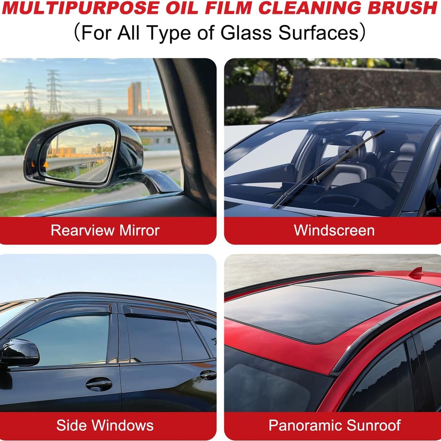 Wukusy 2-in-1 Car Oil Film Cleaning Brush for automotive use, featuring dual-sided design for cleaning car surfaces and oil films.