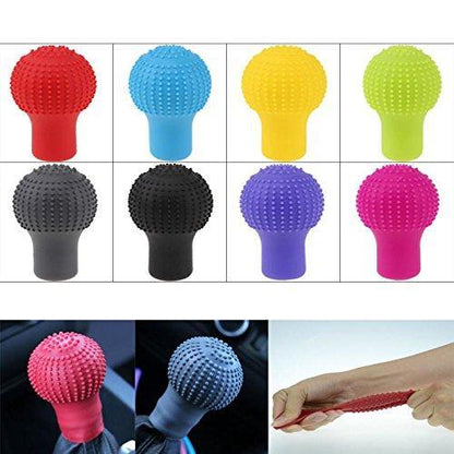 Wukusy 278 anti-scratch silicone gear shift knob protective cover installed on a car gear shift for universal fit and protection.