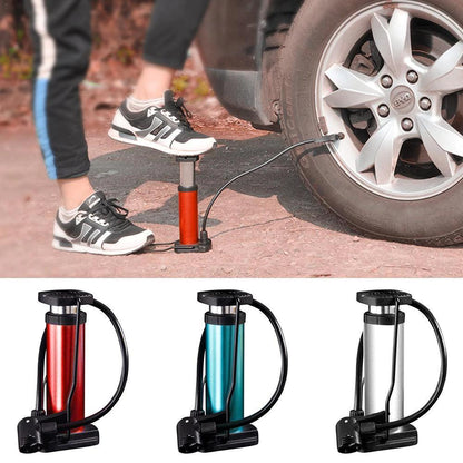 Wukusy portable mini foot pump for bicycles, bikes, and cars, compact automotive air pump with foot pedal for inflation.