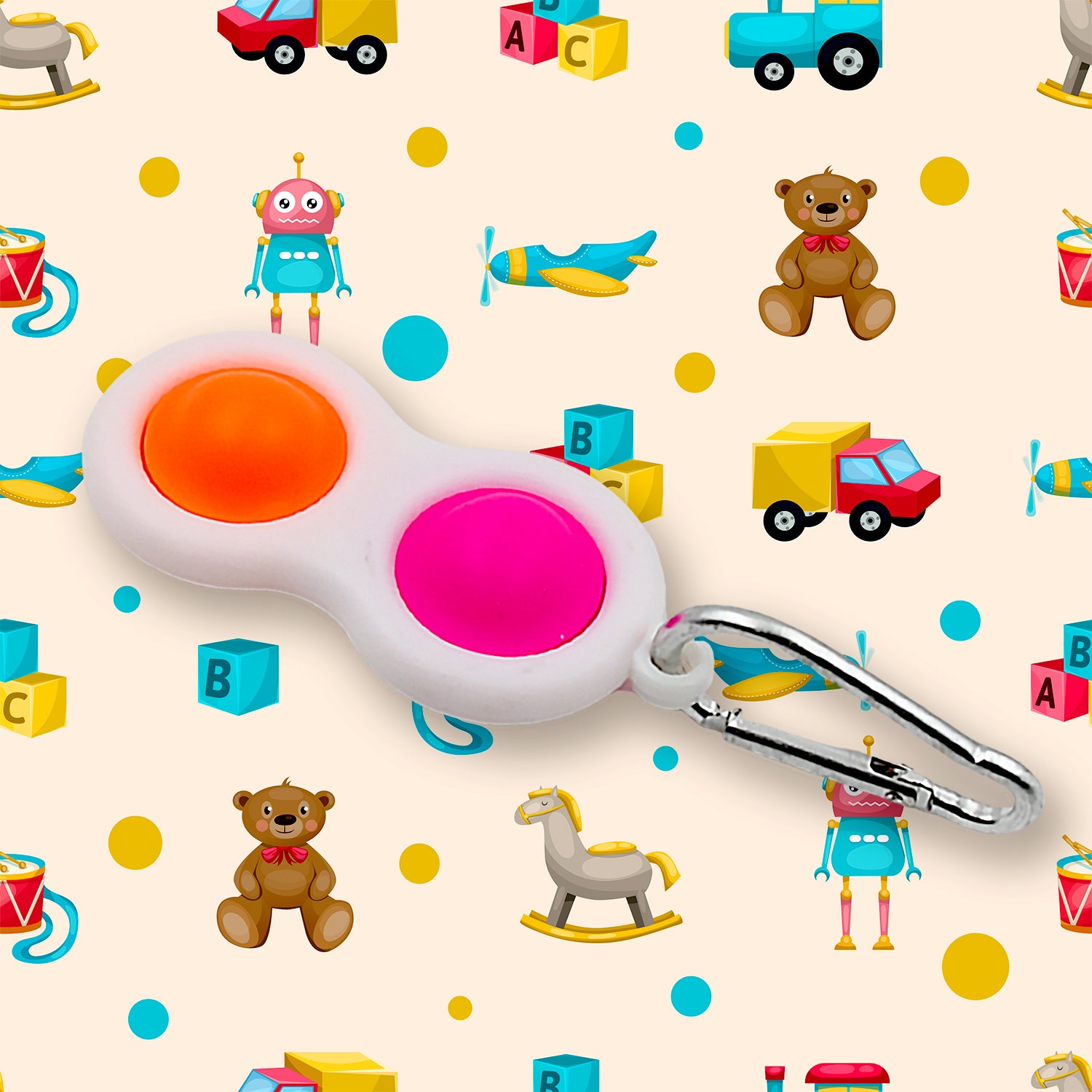 Wukusy Simple Dimple Fidget Toy Mini Keychain, automotive-themed silicone popper for stress relief and fun on the go.