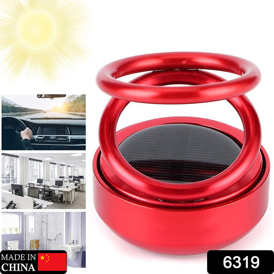 Wukusy Solar Power Car Aroma Diffuser with 360° rotating double ring design, air freshener for dashboard, home, or office.