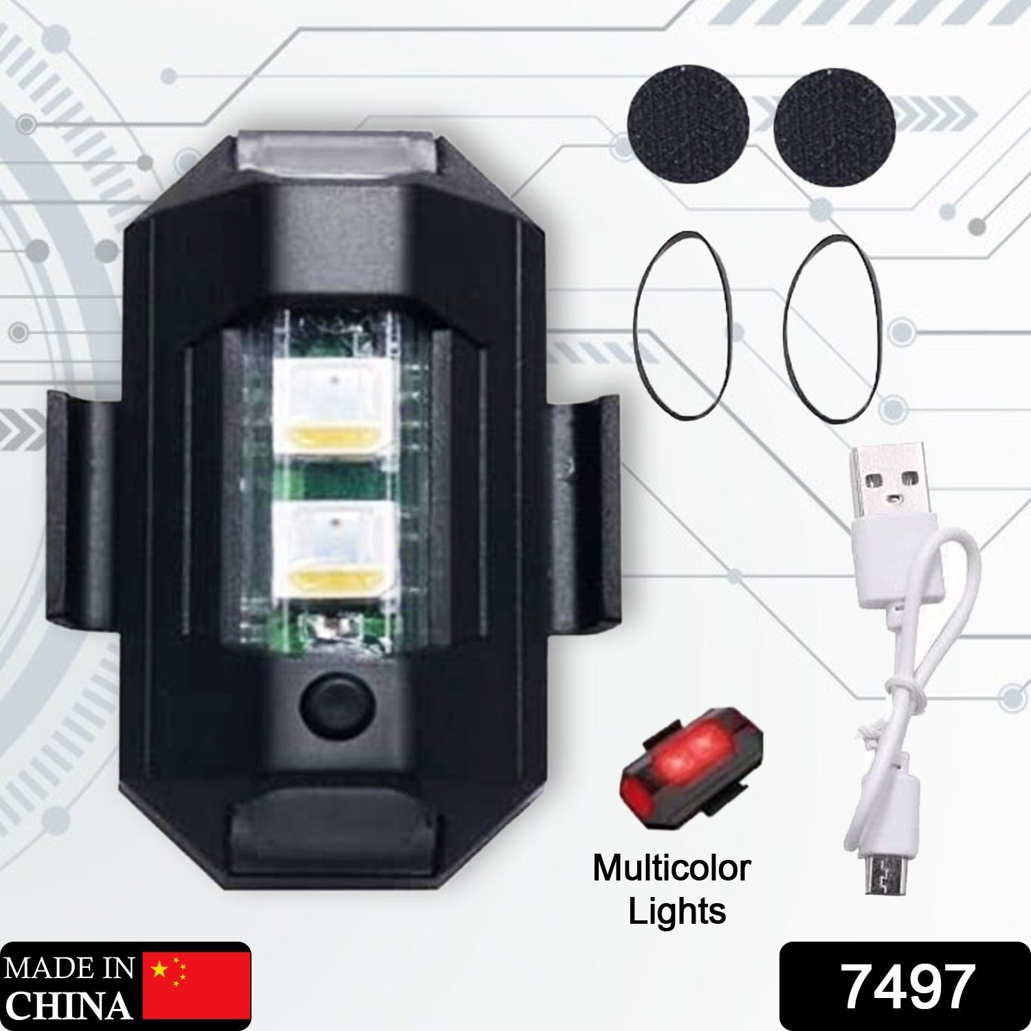 Wukusy Mini LED Strobe Lights in multi-colors, waterproof and lightweight, designed for vehicles, bikes, and drones with anti-collision features.