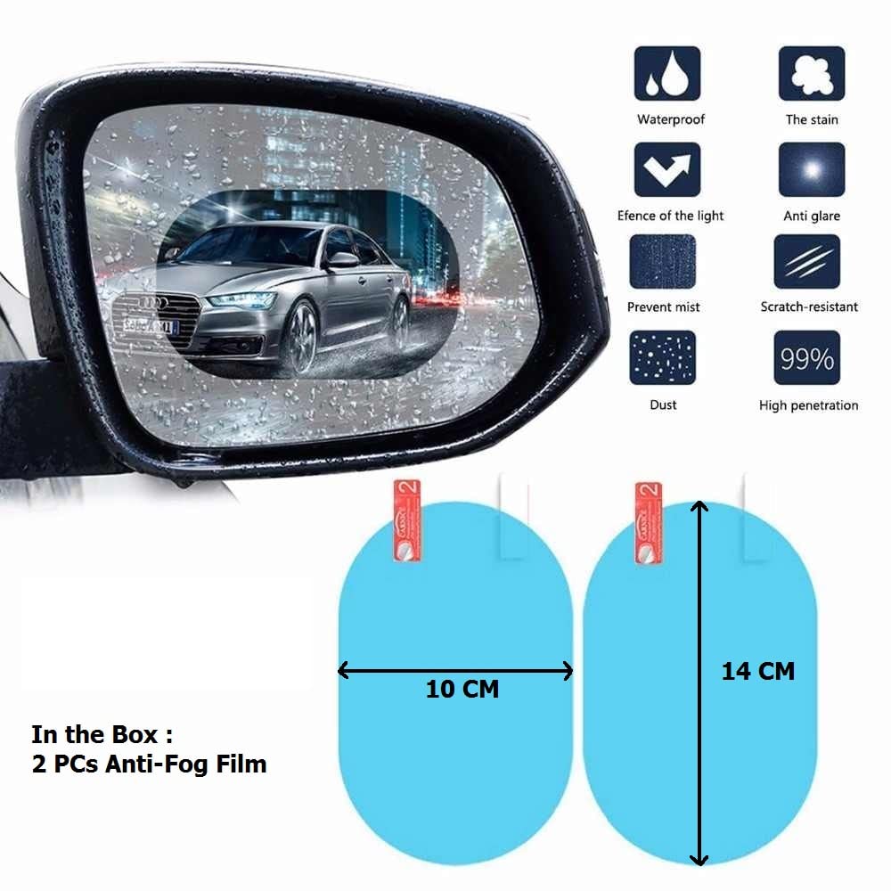 Wukusy automotive rearview mirror film with anti-fog and anti-scratch coating, waterproof HD clear protective sticker on car mirror