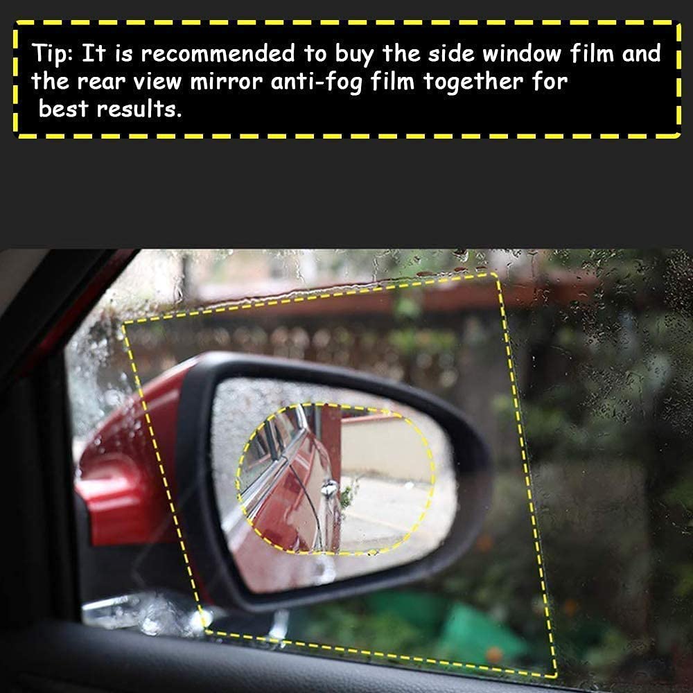 Wukusy automotive rearview mirror film, clear waterproof anti-fog and anti-scratch protective sticker for safe driving.