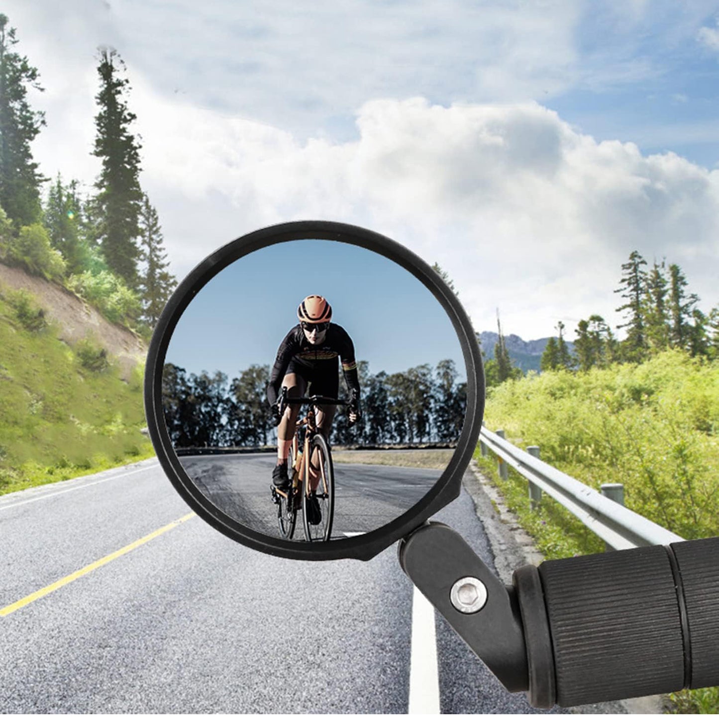 Wukusy 8505 bar end bike mirror, durable rearview mirror with 360° rotatable and foldable design for safety and visibility.