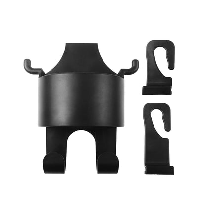 Wukusy 8548 Car Headrest Backseat Organizer with hooks, cupholder, and storage for kids and adults in automotive vehicle.