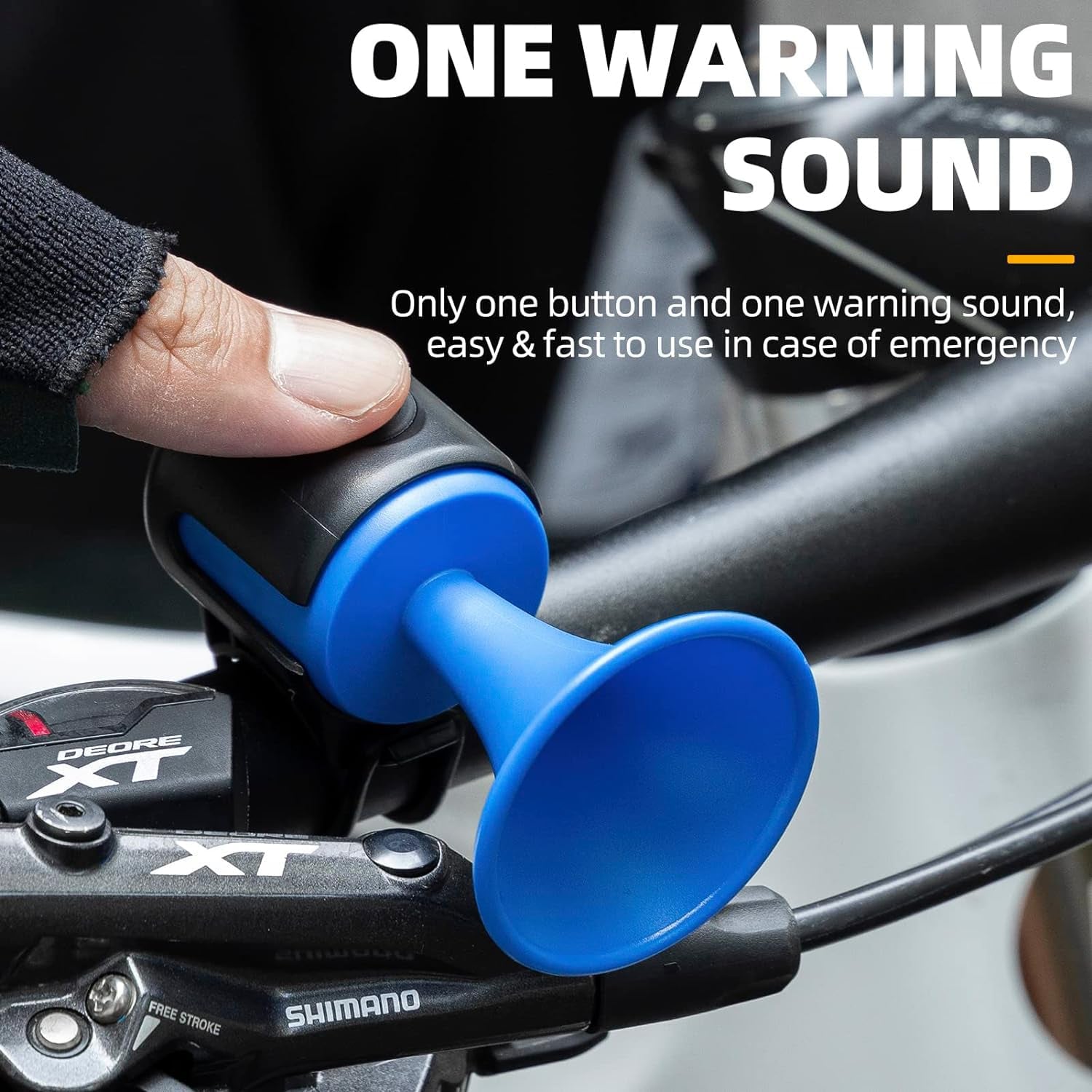 Wukusy bicycle air horn with 120db loud sound, waterproof electronic bell, long standby button, battery operated for adult bikes.
