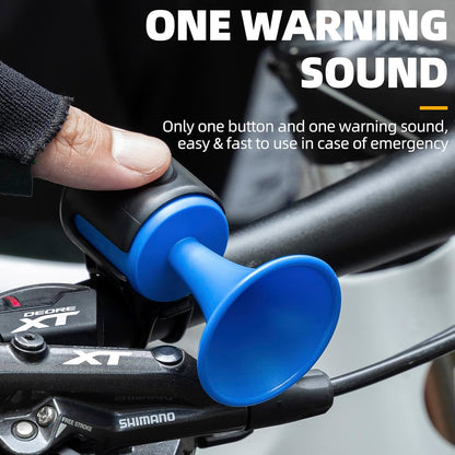 Wukusy bicycle air horn with 120db loud sound, waterproof electronic bell, long standby button, battery operated for adult bikes.