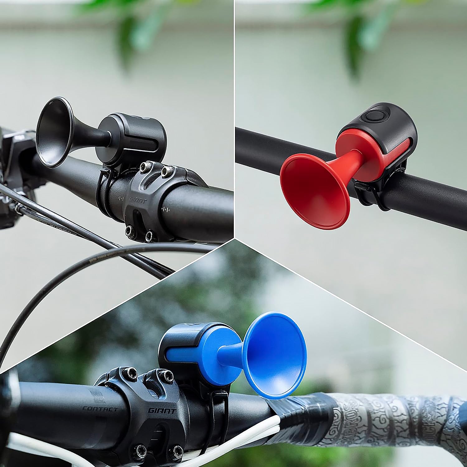Wukusy bicycle air horn with 120dB loud sound, electronic design, waterproof, battery operated, suitable for adult bicycles.