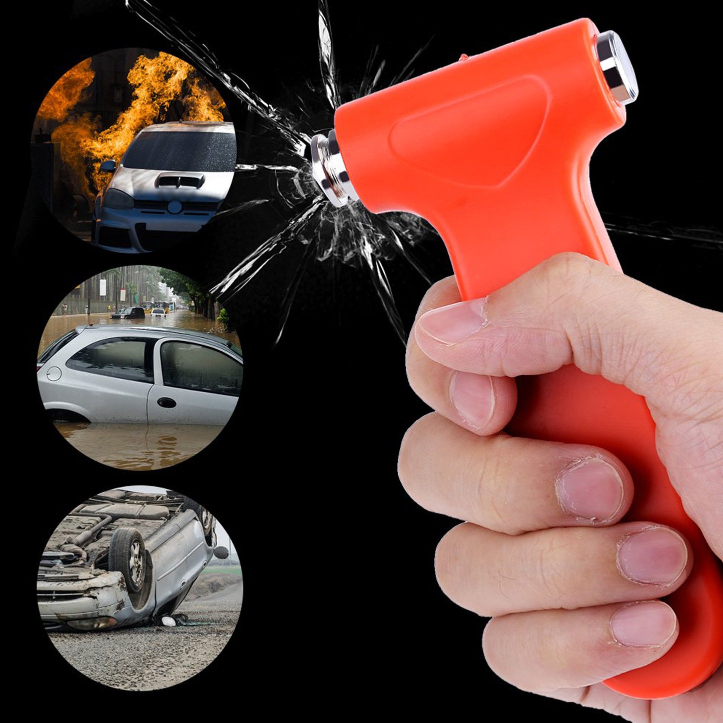 Wukusy automotive safety hammer with car window breaker and seatbelt cutter, designed for emergency rescue situations.
