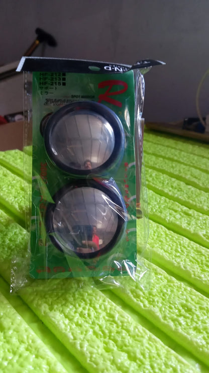 Set of two Wukusy automotive round blind spot mirrors with HD glass, convex design, frameless style, suitable for all cars.