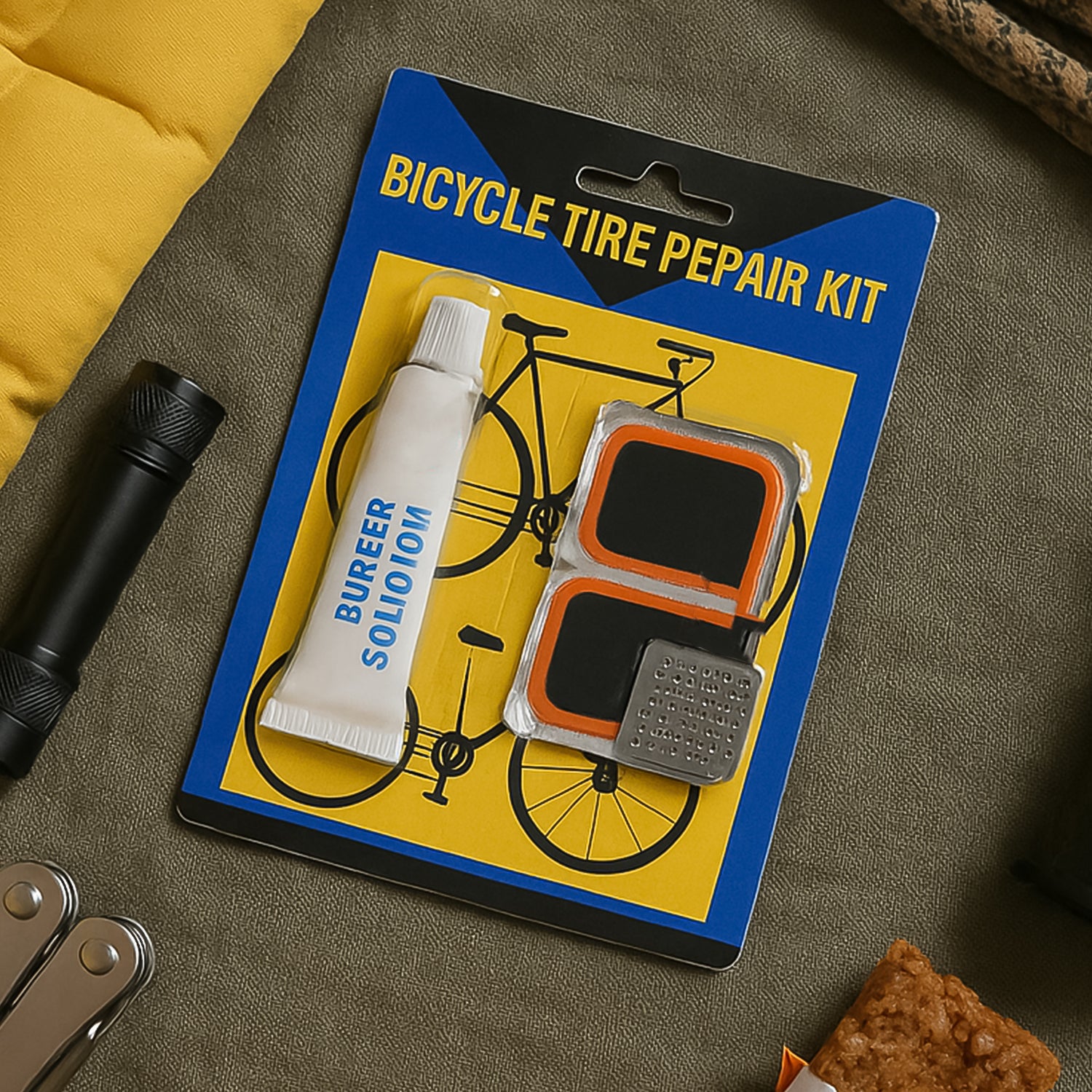 Wukusy bicycle tire repair kit with puncture repair tools and adhesive, portable automotive tire repair set for quick fixes.