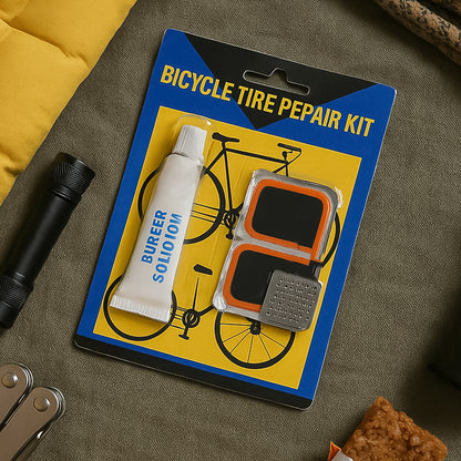 Wukusy bicycle tire repair kit with puncture repair tools and adhesive, portable automotive tire repair set for quick fixes.