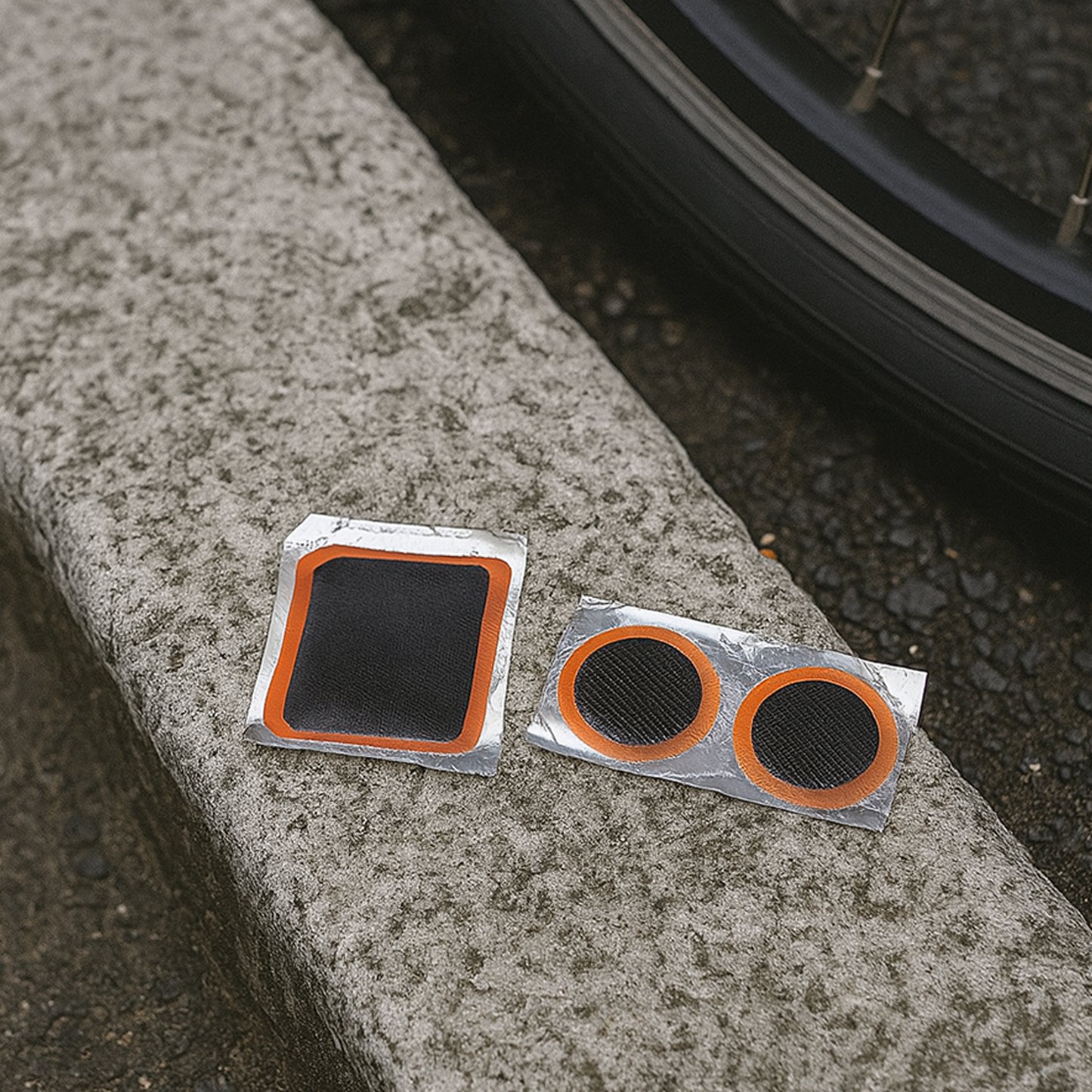 Wukusy bicycle tire repair kit with puncture repair tools and adhesive, portable and suitable for quick bicycle tire repairs.