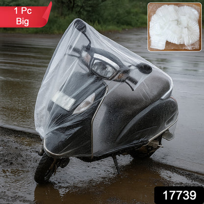 Wukusy Big Disposable Plastic Activa Cover for scooters, single-use protective cover shown on a scooter seat.