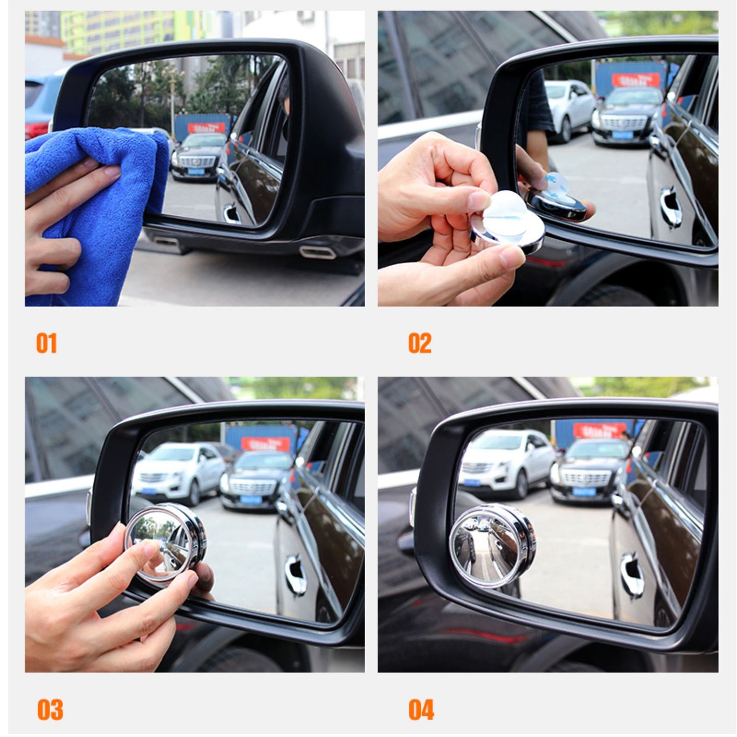 Wukusy automotive round HD glass blind spot side mirrors, set of 2, for improved visibility and safety while driving.