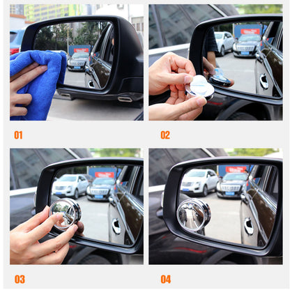 Wukusy automotive round HD glass blind spot side mirrors, set of 2, for improved visibility and safety while driving.