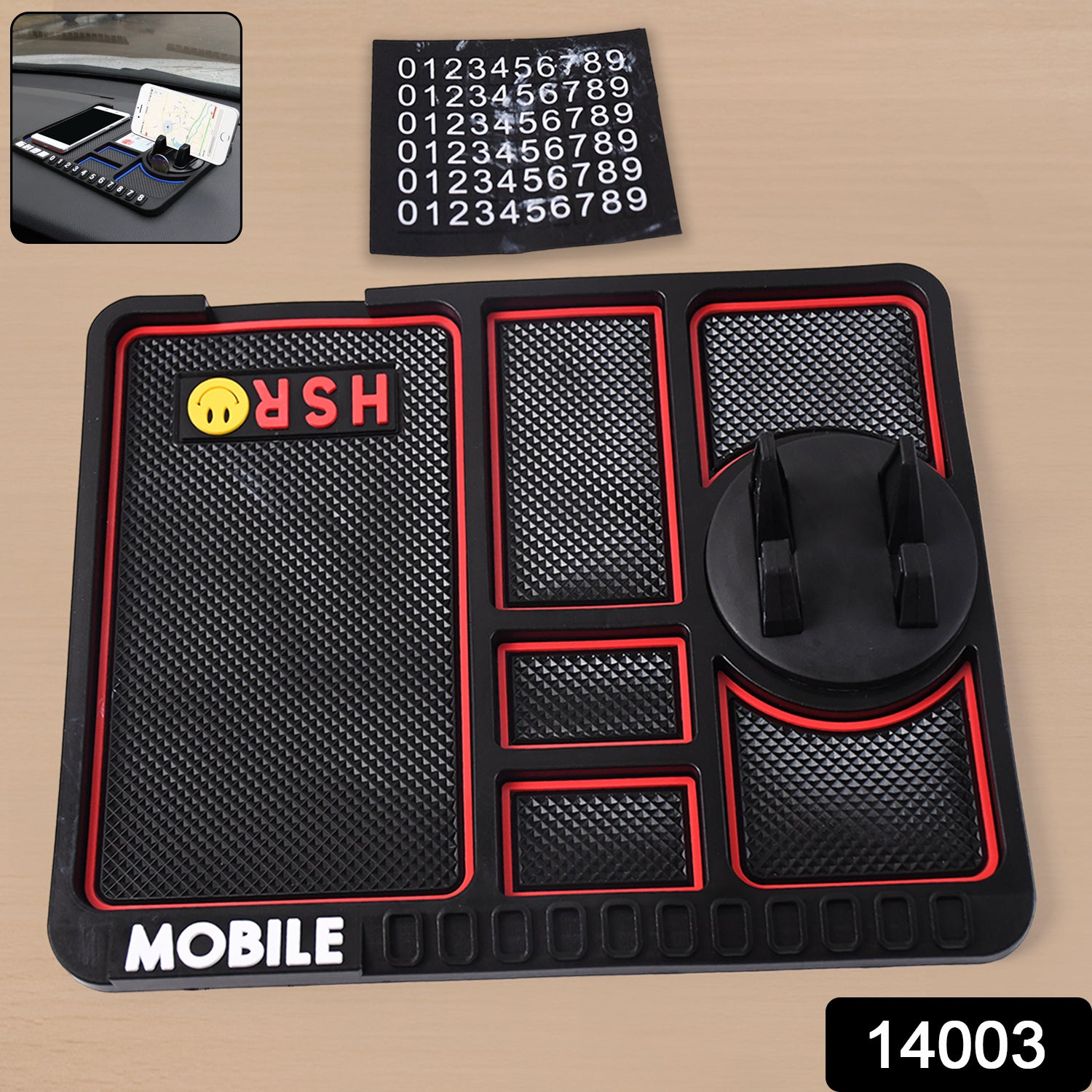 Wukusy automotive car dashboard mat with built-in mobile phone holder mount, secure and convenient for hands-free use.