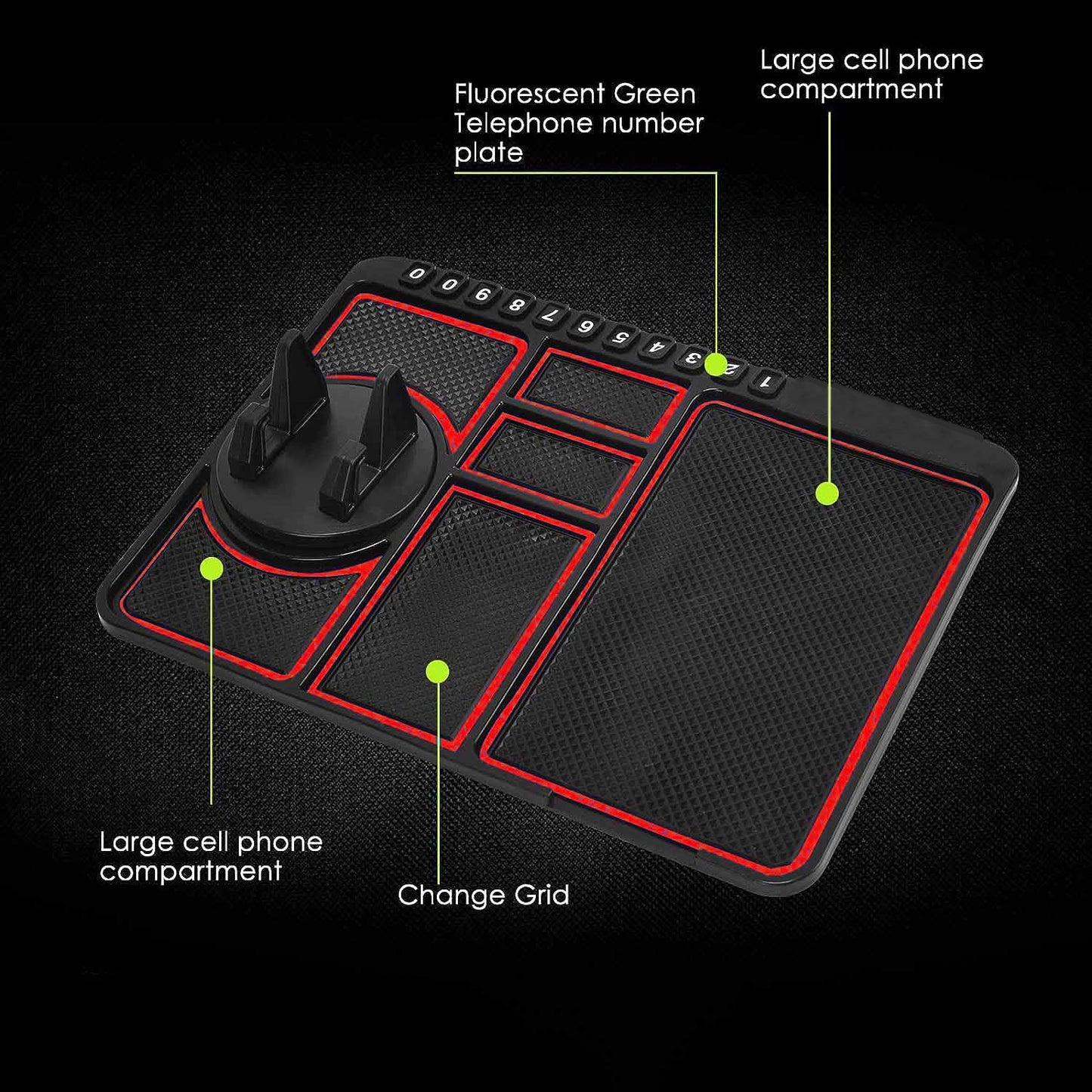 Wukusy automotive car dashboard mat with built-in mobile phone holder mount for secure phone placement.