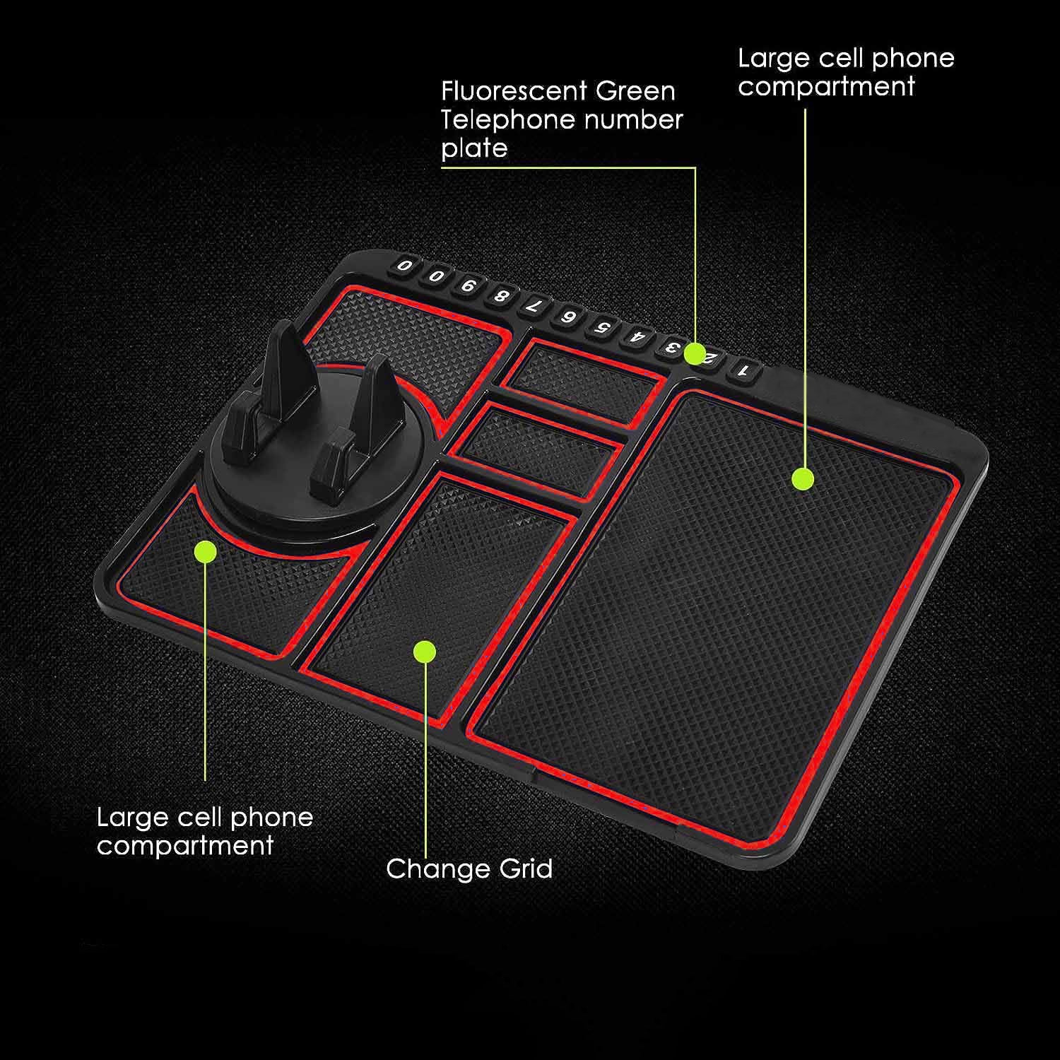 Wukusy automotive car dashboard mat with built-in mobile phone holder mount for secure phone placement.