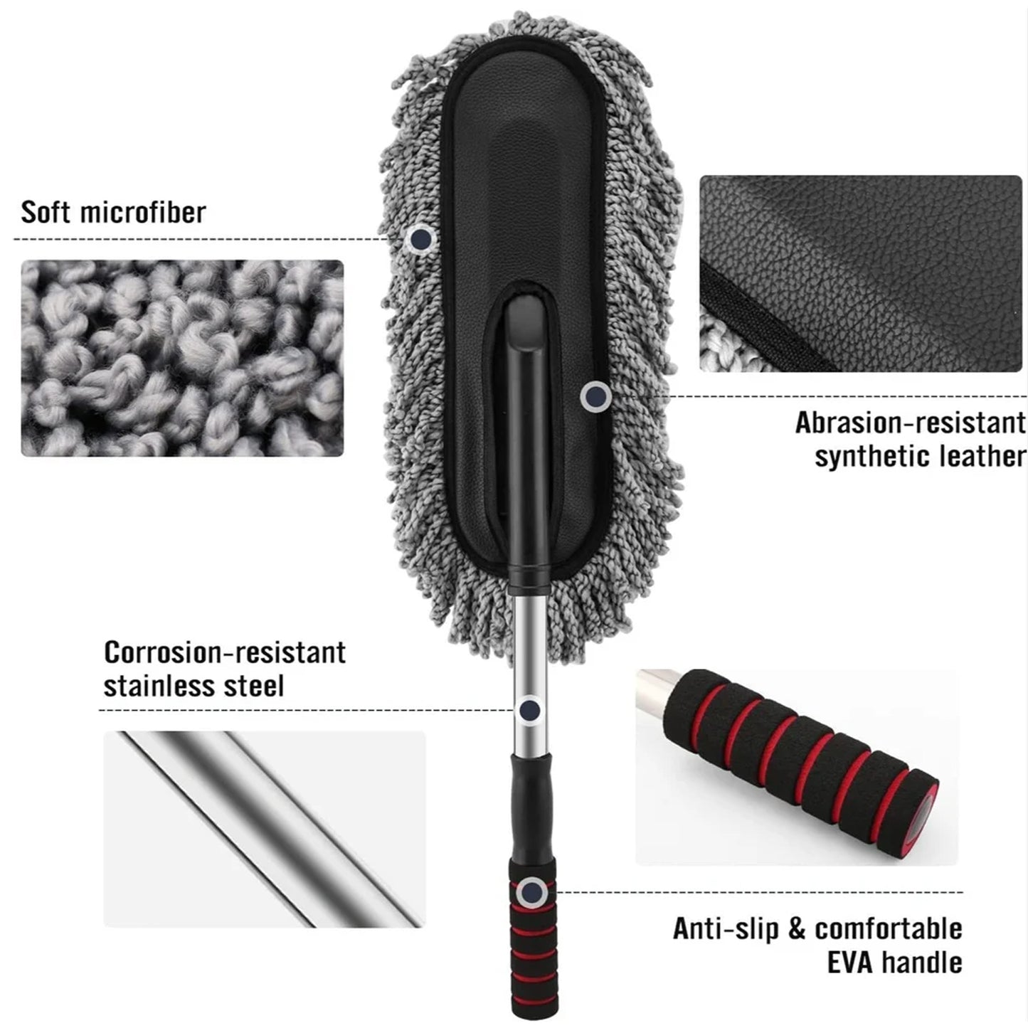 Wukusy automotive car dust brush for gentle, efficient cleaning of interior and exterior surfaces, single-piece cleaning tool.