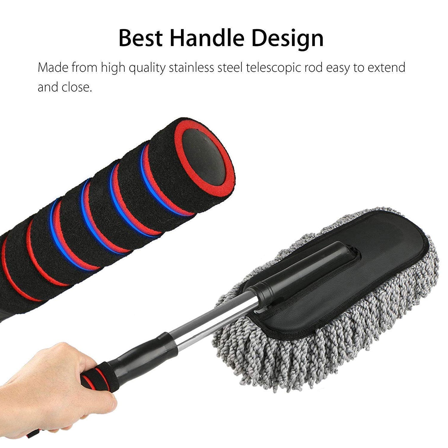 Wukusy automotive car dust brush for gentle, efficient interior and exterior cleaning, with soft bristles and ergonomic handle.