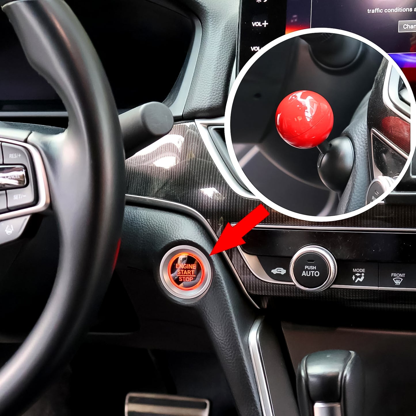 Wukusy automotive push start button rocker cover with ball design, single piece for car ignition switch protection.