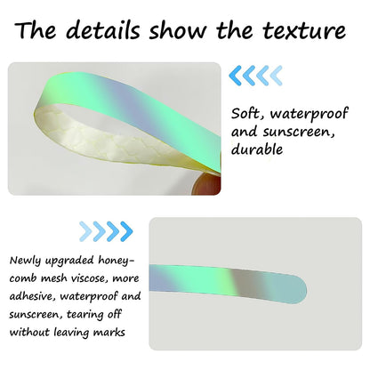 Set of 20 multicolored reflective car wheel hub stickers by Wukusy, designed for night warning and vehicle visibility.