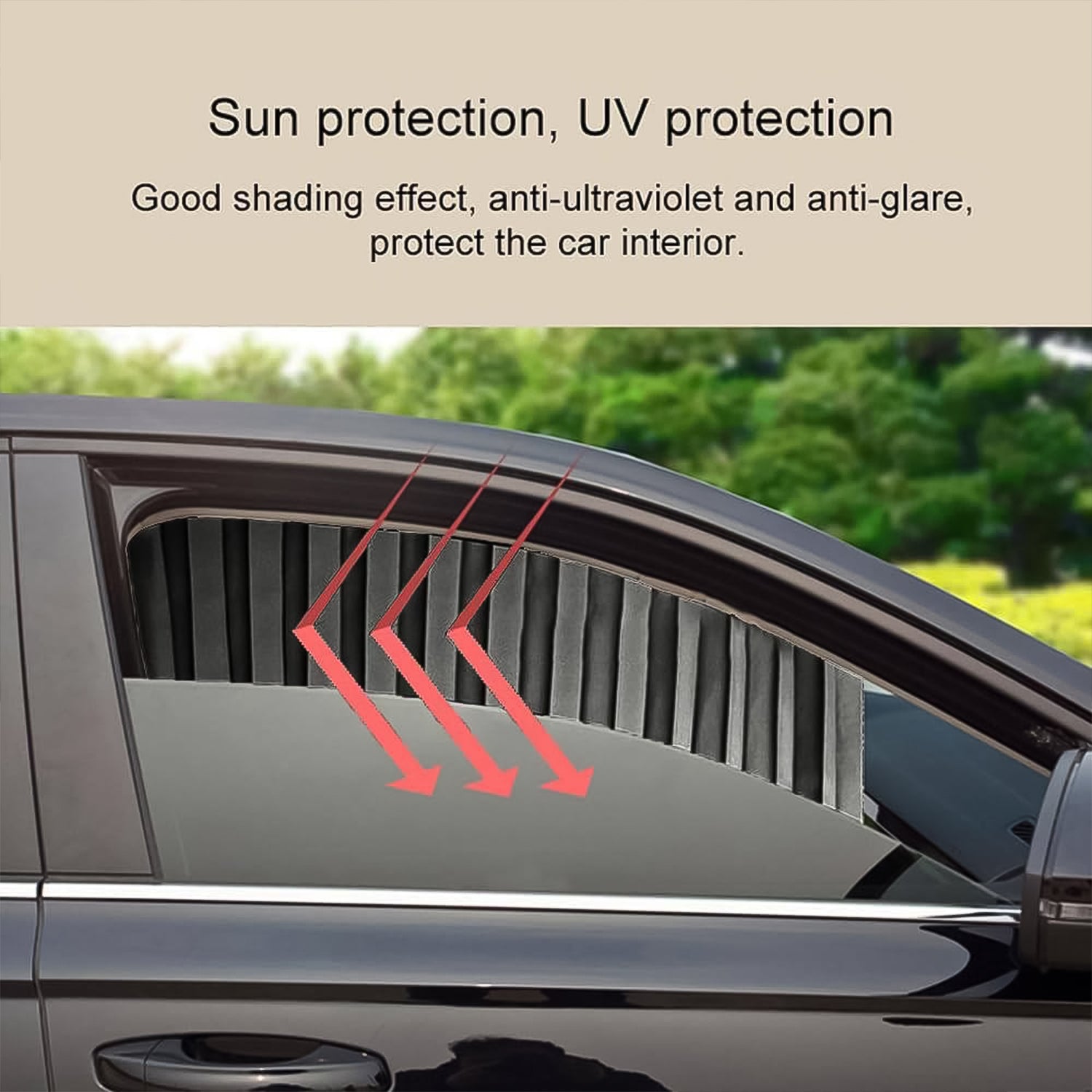 Wukusy automotive car window heat sunshade curtains with hooks and adhesive tap, set of 4 for sun protection and privacy.