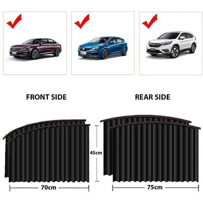 Wukusy automotive car window sunshade curtains with hooks and adhesive taps, four-piece heat protection set for car windows.